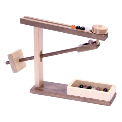 Amish-Made Wooden Marble Roller Machine Toy, Child-Safe Maple/Walnut Finish