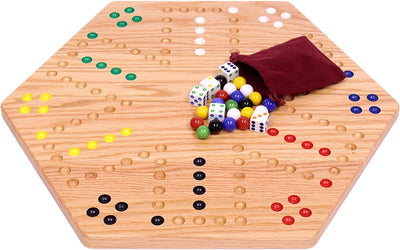 AmishToyBox.com Aggravation Wahoo Marble Board Game Set - Double-Sided - Hand Painted Wooden Family Board Game