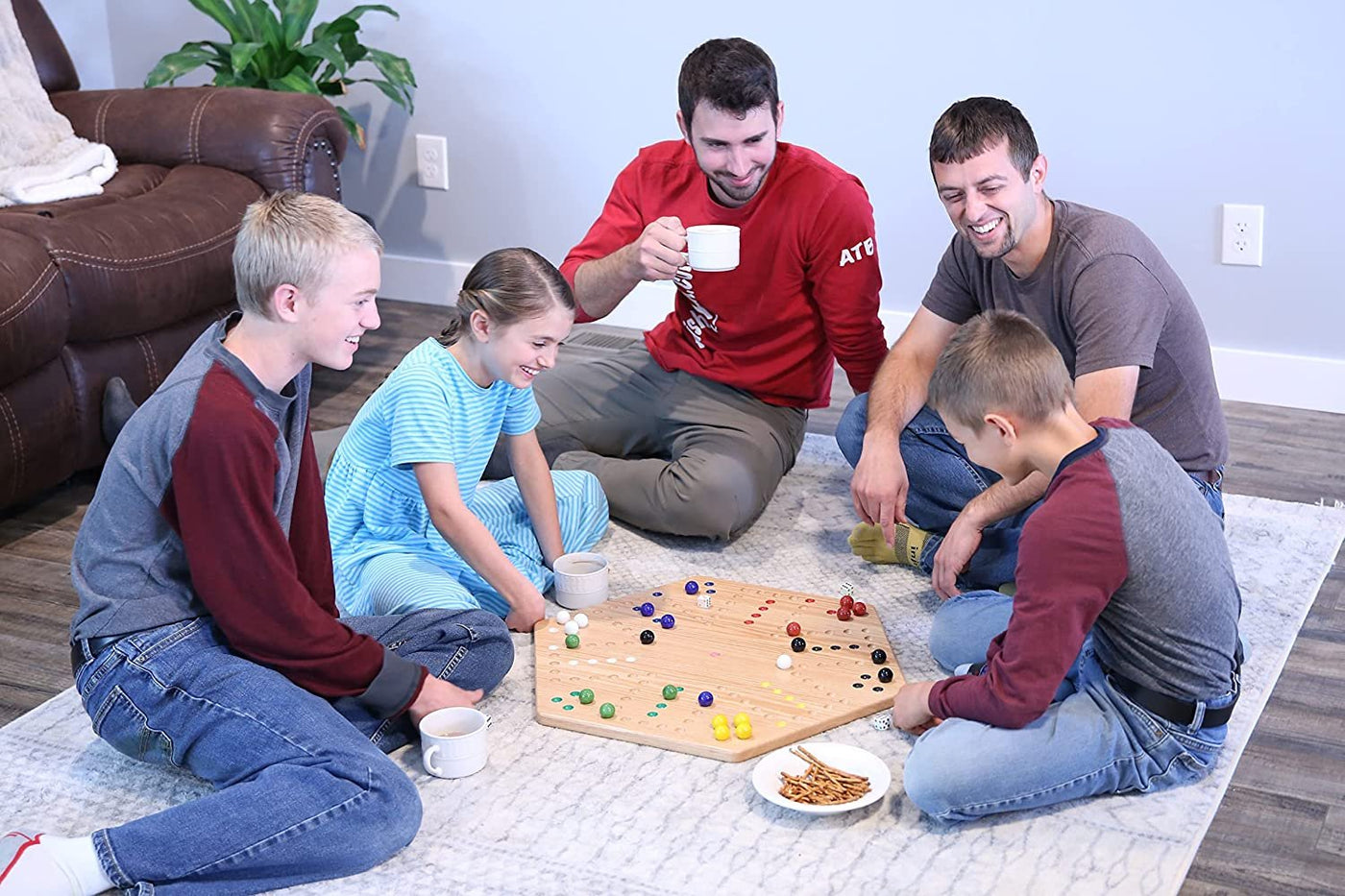 AmishToyBox.com Aggravation Wahoo Marble Board Game Set - Double-Sided - Hand Painted Wooden Family Board Game
