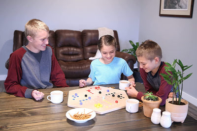 AmishToyBox.com Aggravation Wahoo Marble Board Game Set - Double-Sided - Hand Painted Wooden Family Board Game