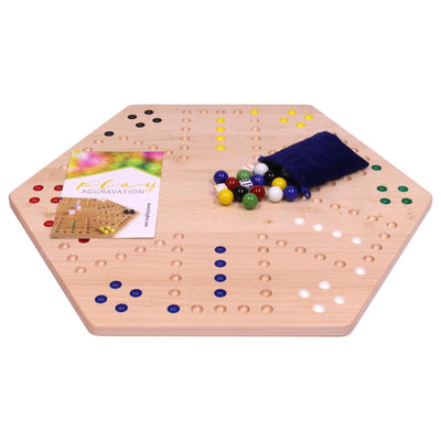 AmishToyBox.com Aggravation Wahoo Marble Board Game Set - Double-Sided - Hand Painted Wooden Family Board Game