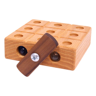AmishToyBox.com Wooden Marble Tic Tac Toe Game with Built-in Storage for Marbles