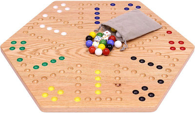 AmishToyBox.com Aggravation Wahoo Marble Board Game Set - Double-Sided - Hand Painted Wooden Family Board Game