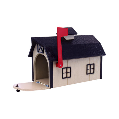 Amish-Made Wooden Mailbox, Dutch Barn Style, Post-Mount