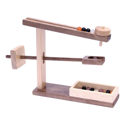 Amish-Made Wooden Marble Roller Machine Toy, Child-Safe Maple/Walnut Finish