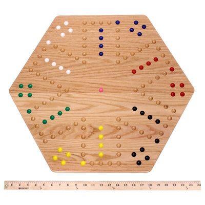 AmishToyBox.com Aggravation Wahoo Marble Board Game Set - Double-Sided - Hand Painted Wooden Family Board Game