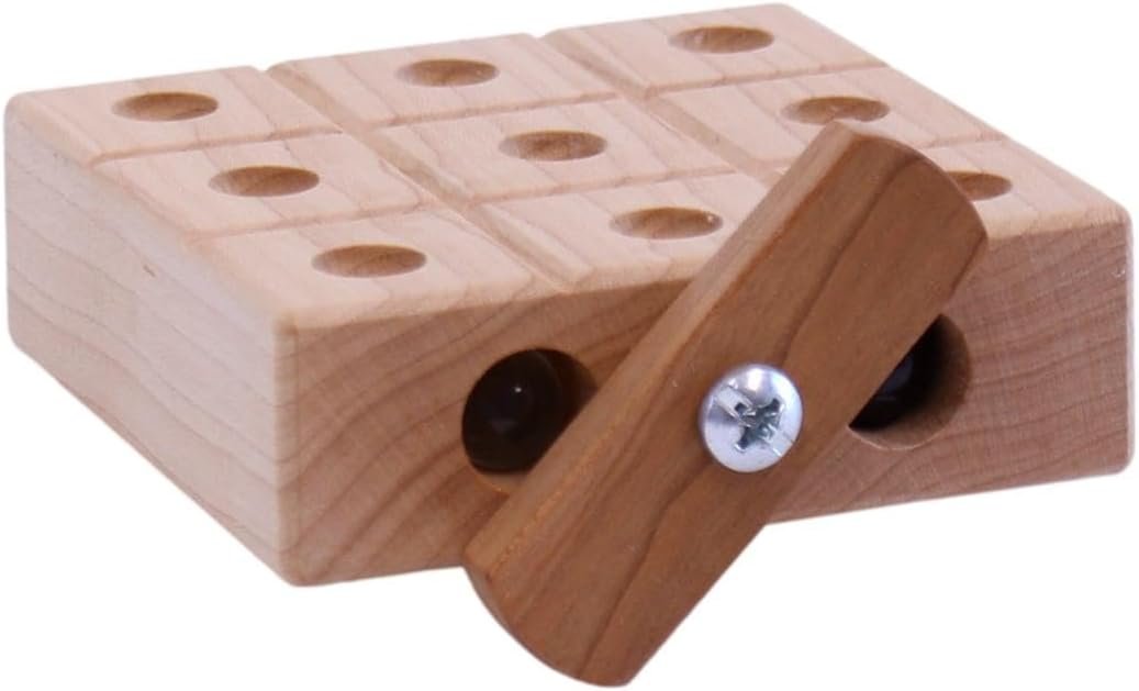 AmishToyBox.com Wooden Marble Tic Tac Toe Game with Built-in Storage for Marbles