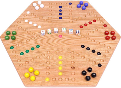 AmishToyBox.com Aggravation Wahoo Marble Board Game Set - Double-Sided - Hand Painted Wooden Family Board Game