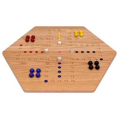 AmishToyBox.com Aggravation Wahoo Marble Board Game Set - Double-Sided - Hand Painted Wooden Family Board Game