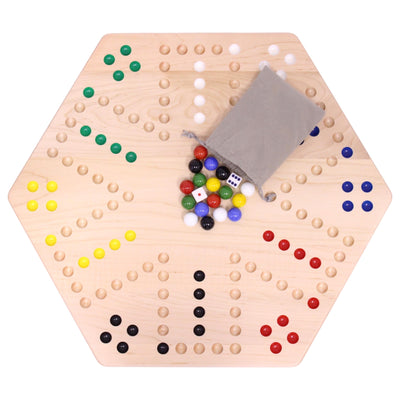 AmishToyBox.com Aggravation Wahoo Marble Board Game Set - Double-Sided - Hand Painted Wooden Family Board Game