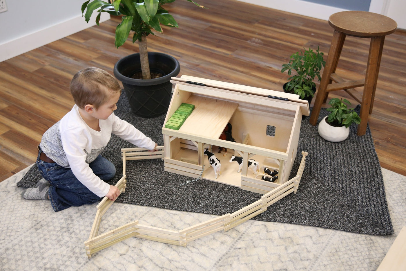 AmishToyBox.com Large A-Frame Barn Toy with Hay Loft, Realistic Wooden Toy Barn