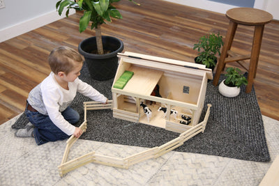 AmishToyBox.com Large A-Frame Barn Toy with Hay Loft, Realistic Wooden Toy Barn