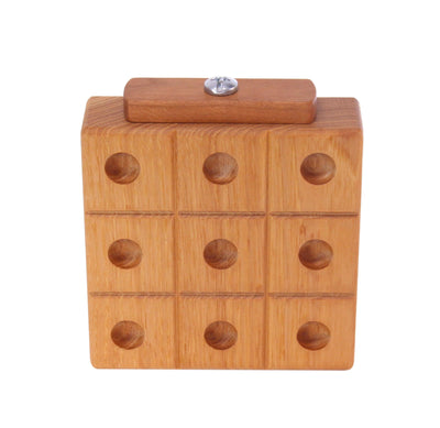 AmishToyBox.com Wooden Marble Tic Tac Toe Game with Built-in Storage for Marbles