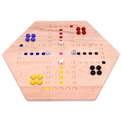 AmishToyBox.com Aggravation Wahoo Marble Board Game Set - Double-Sided - Hand Painted Wooden Family Board Game
