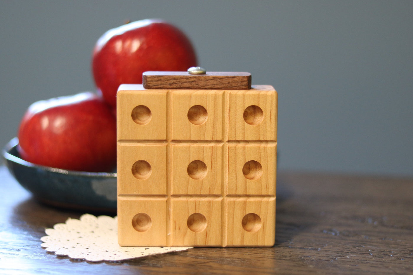 AmishToyBox.com Wooden Marble Tic Tac Toe Game with Built-in Storage for Marbles