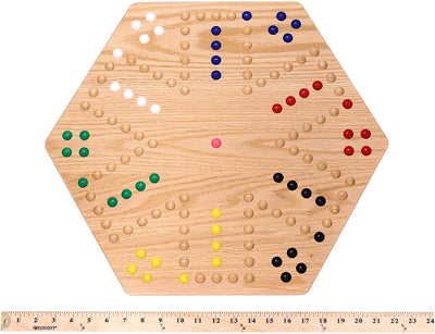 AmishToyBox.com Aggravation Wahoo Marble Board Game Set - Double-Sided - Hand Painted Wooden Family Board Game