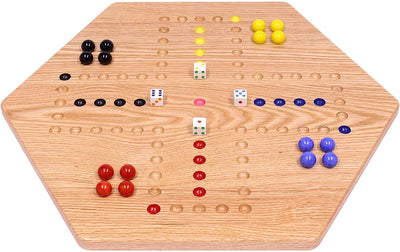 AmishToyBox.com Aggravation Wahoo Marble Board Game Set - Double-Sided - Hand Painted Wooden Family Board Game